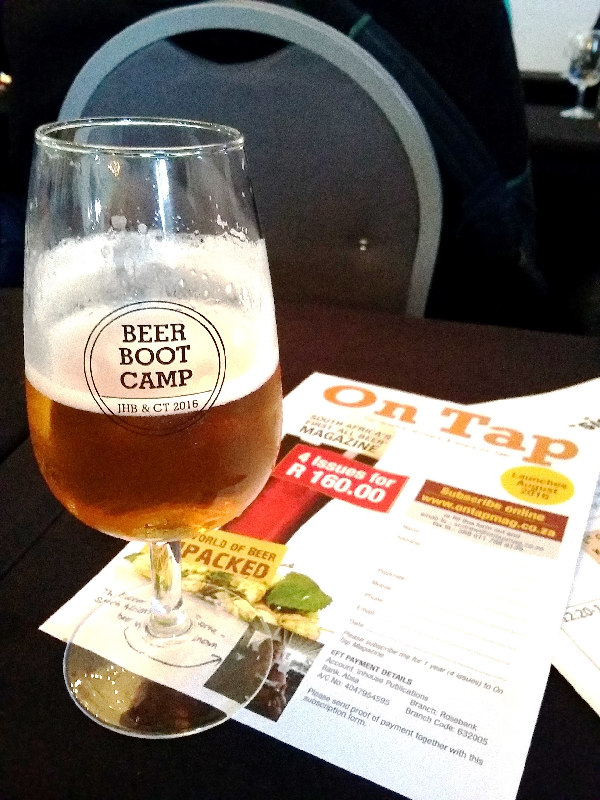 Mock-ups of On Tap, SA's first dedicated beer magazine, were on show at Boot Camp