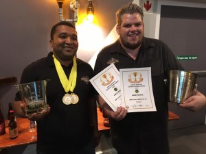 Mountain Brewing Co's Gershwin Hermanus and PG Groenewald with their two gold medals