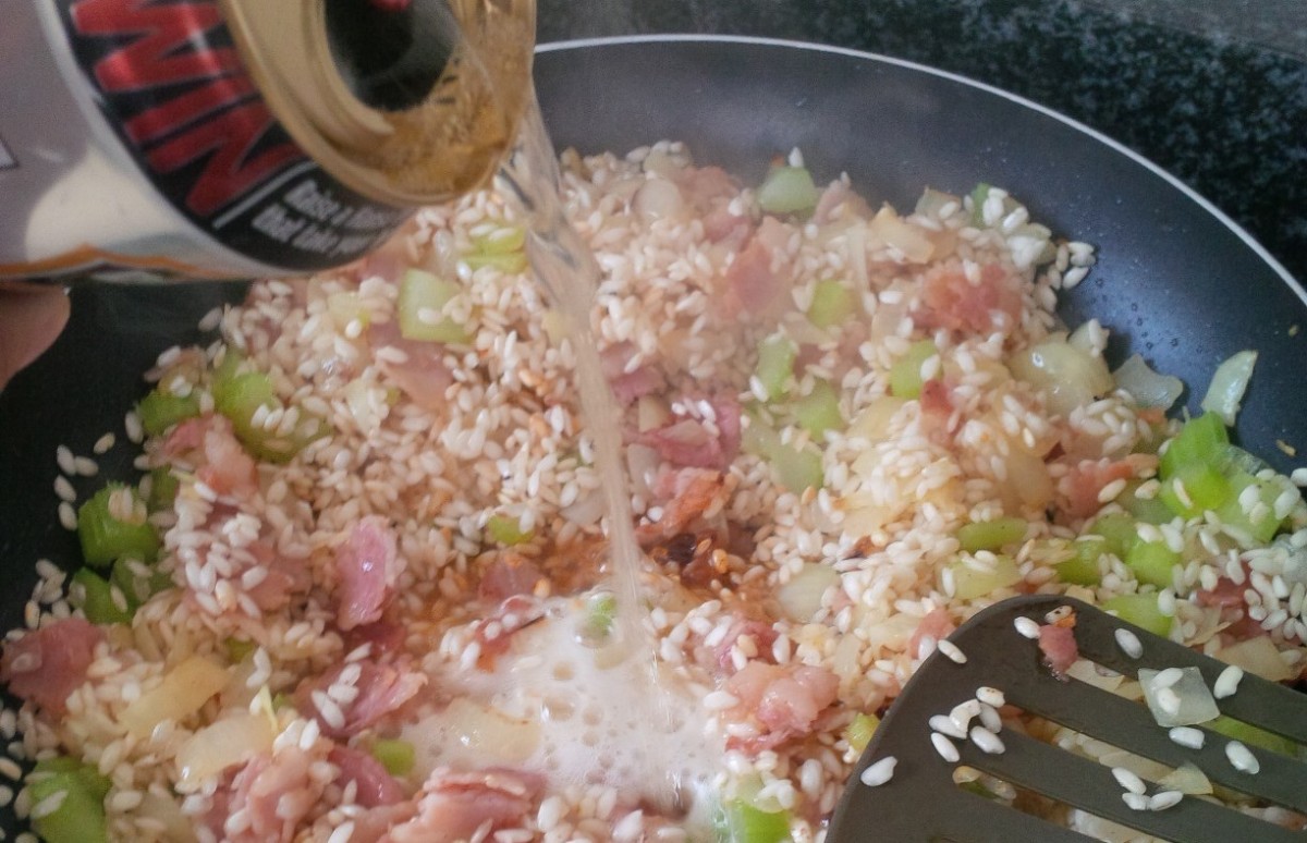 beer bacon risotto