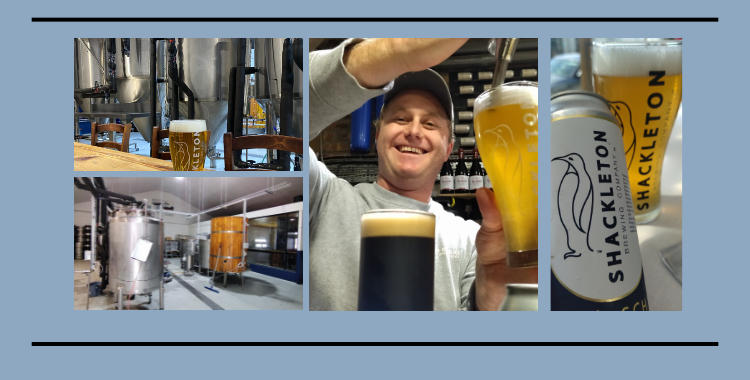 a collage of pictures from shackleton brewing company in cape town