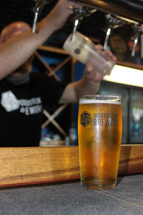 a pint of pilsner at woodstock craft brewery in cape town